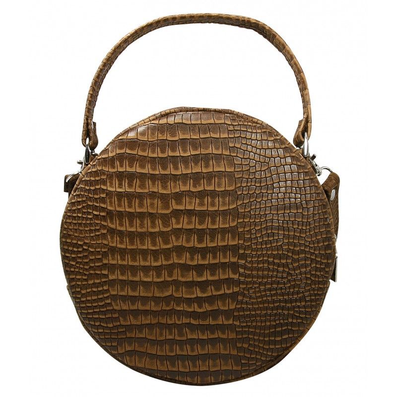 Kabelka kožená Rovicky okrúla Krokodíl brown