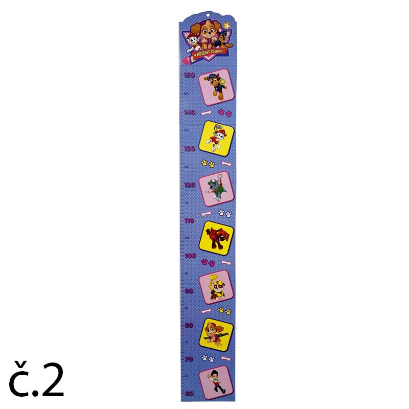 Detský rastový meter Paw Patrol 60–150 cm – modrý kartónový meter s postavičkami