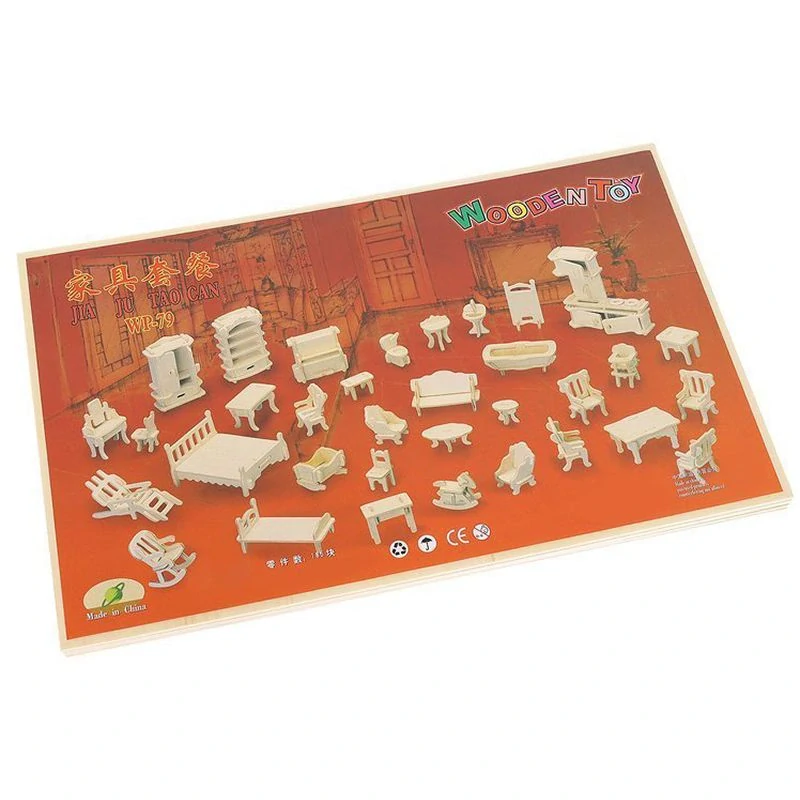 Sadá dreveného nábytku pre bábiky 34 kusov