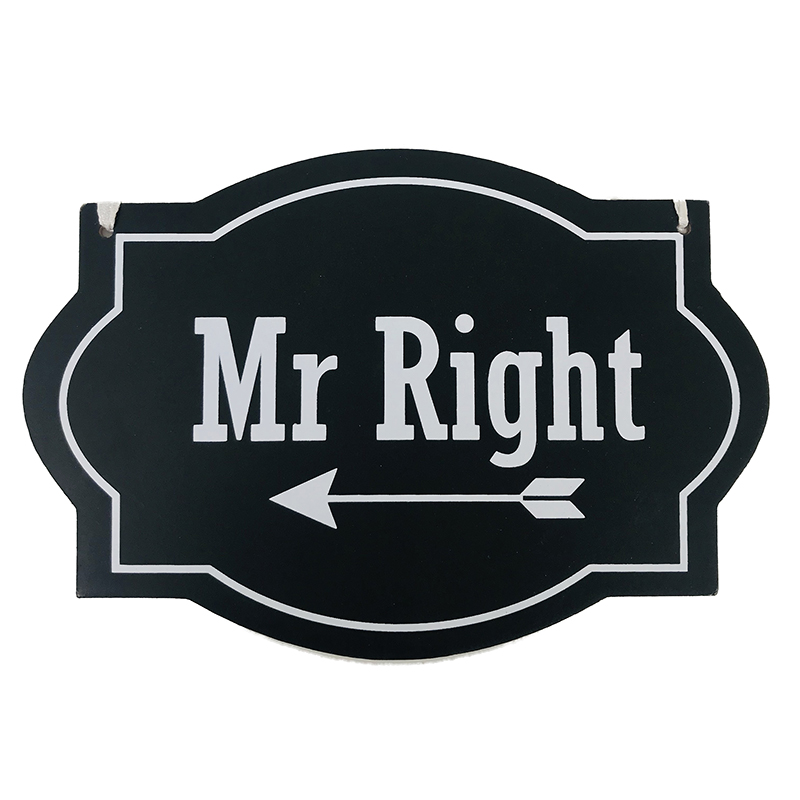 Svadobná tabuľka dekoračná Mr. Right/Mrs. Right