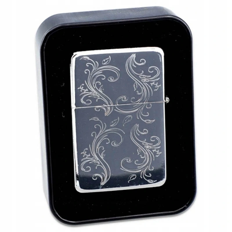 Zapaľovač benzínový Gentelo kvetiny strieborný