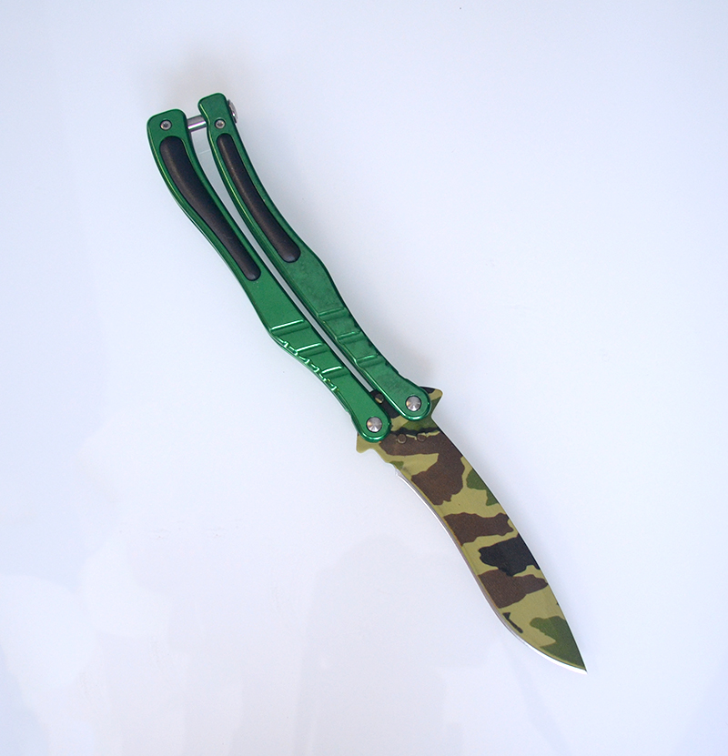 Nôž motýlik Green camouflage 24/10cm