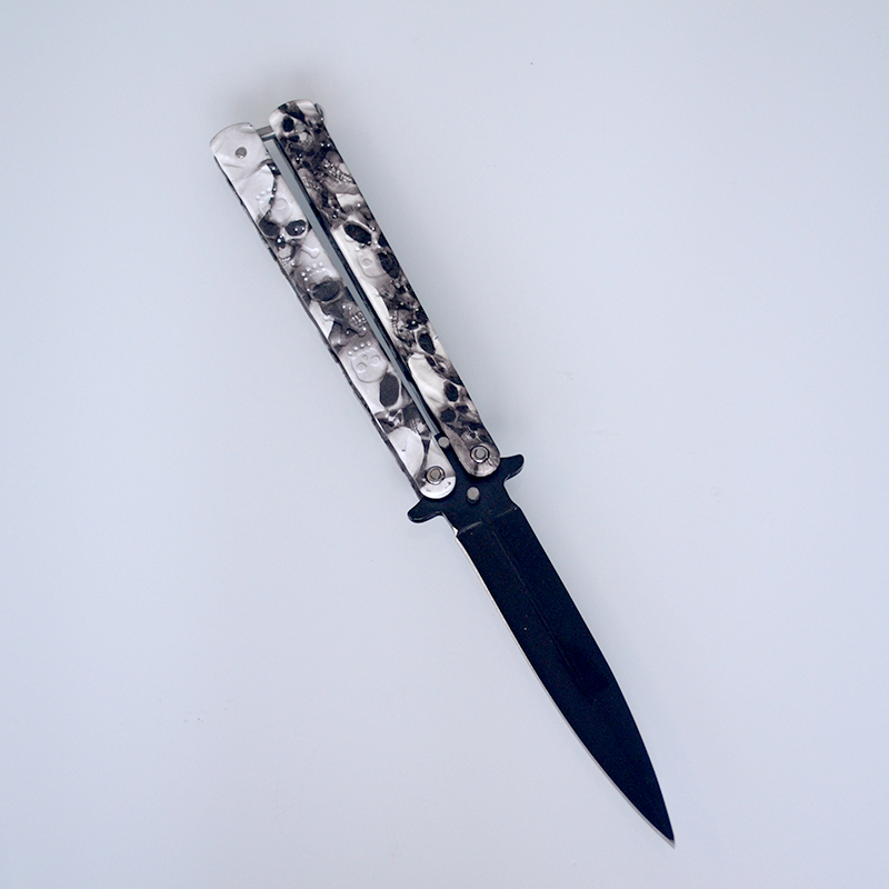 Nôž motýlik SKULL black/white 23/10cm