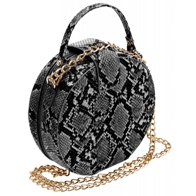 CAVALDI Kabelka kožená okrúla black/white