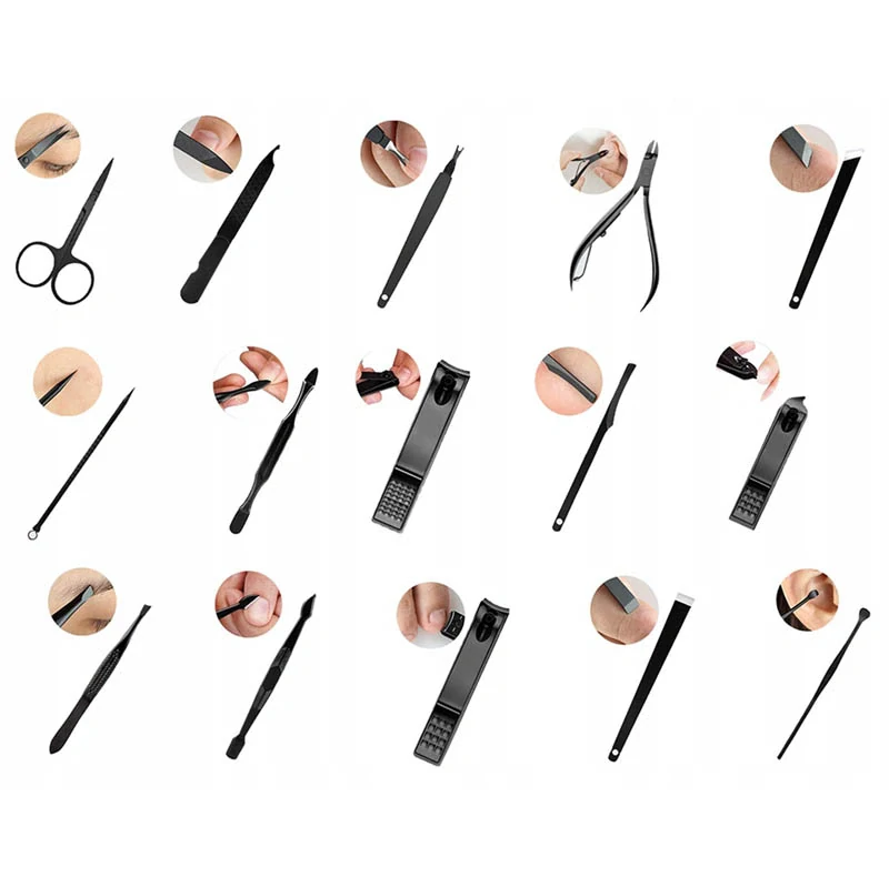 Luxusná manikúrová sada 16 ks v čiernom puzdre