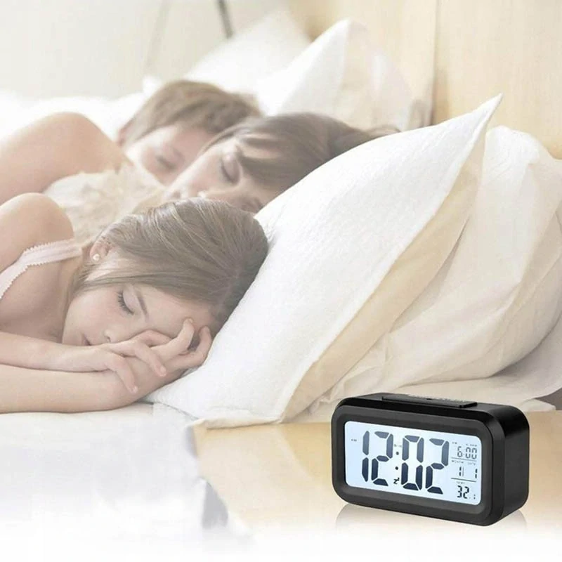 Digitálny LED budík s teplomerom čierny