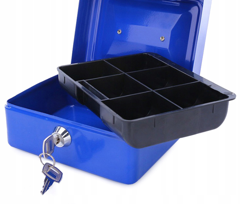 Trezor kovový 15 x 12 x 8cm modrý