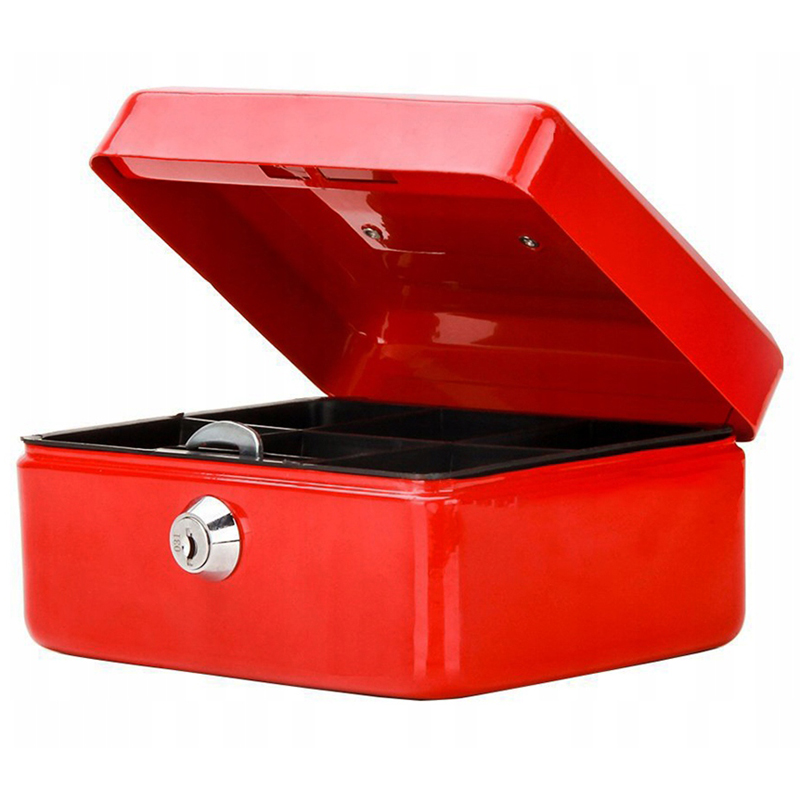 Trezor kovový 15 x 12 x 8cm červený