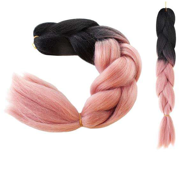 Syntetické vlasy - Vrkoč čierno/ružový