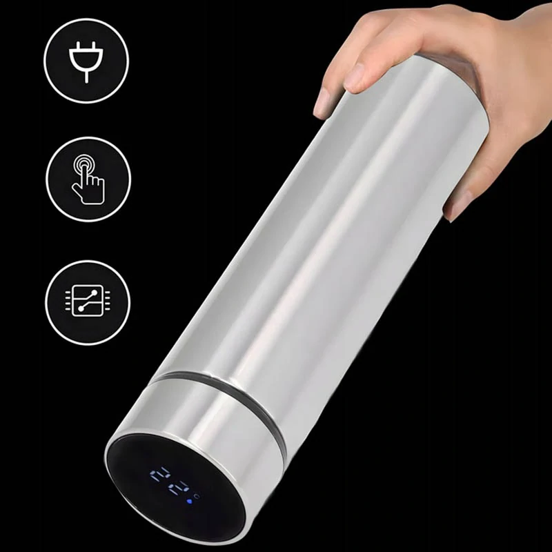 Inteligentný termohrnček s displejom 500ml strieborný