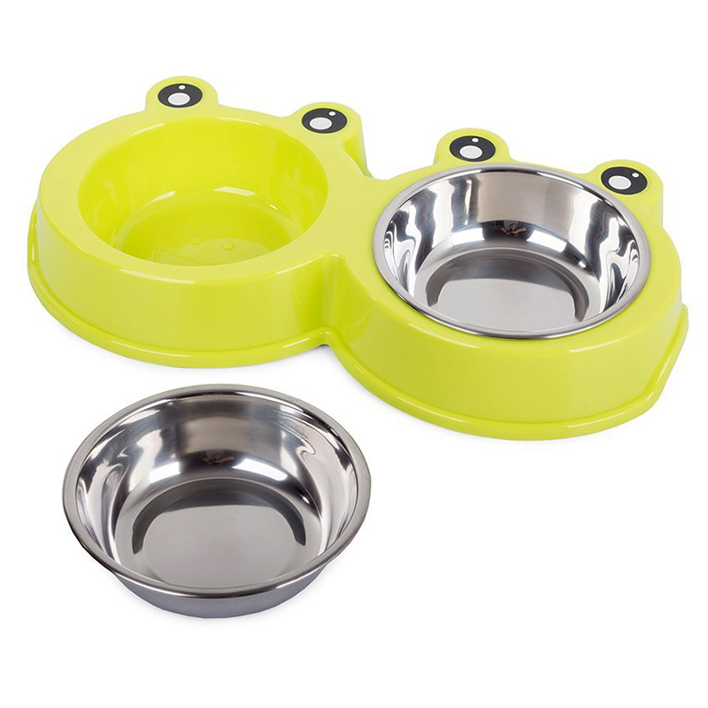 Dvojitá miska na krmivo pre psa zelená