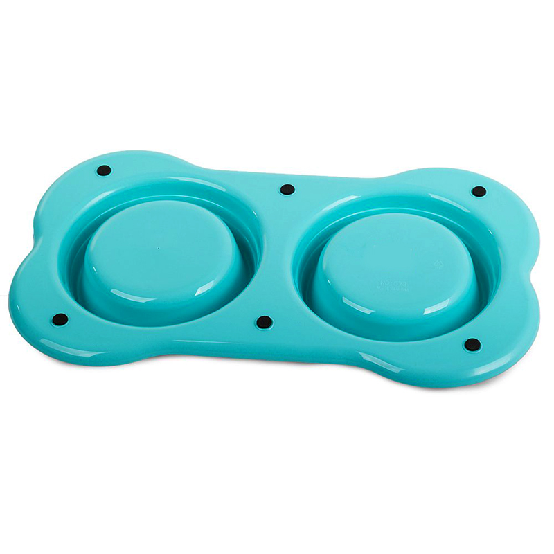 Dvojitá miska na krmivo pre psa modrá 2 x 0,4 L