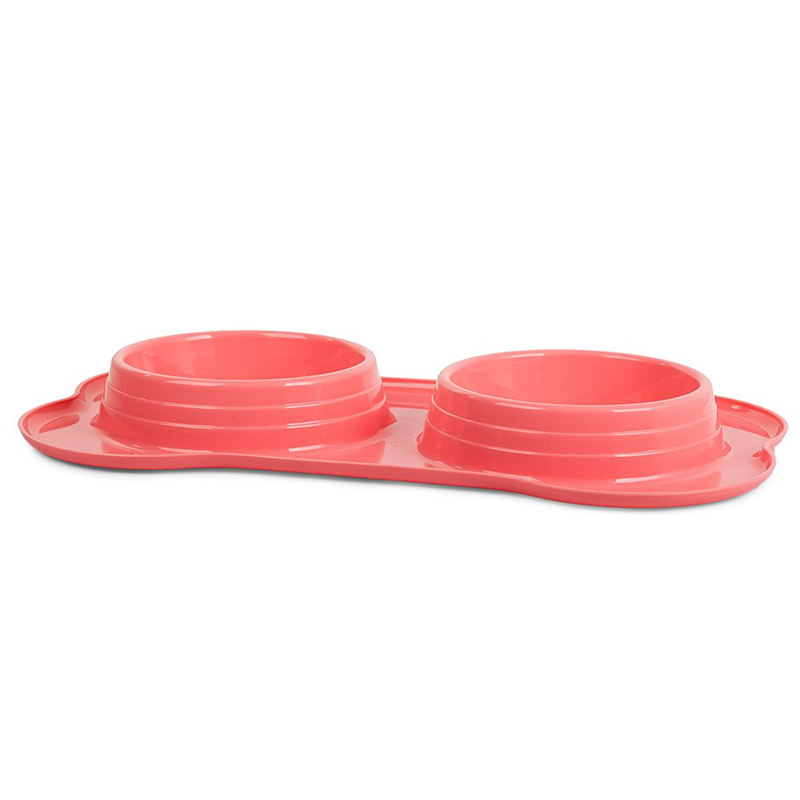 Dvojitá miska na krmivo pre psa ružová 2 x 0,4 L