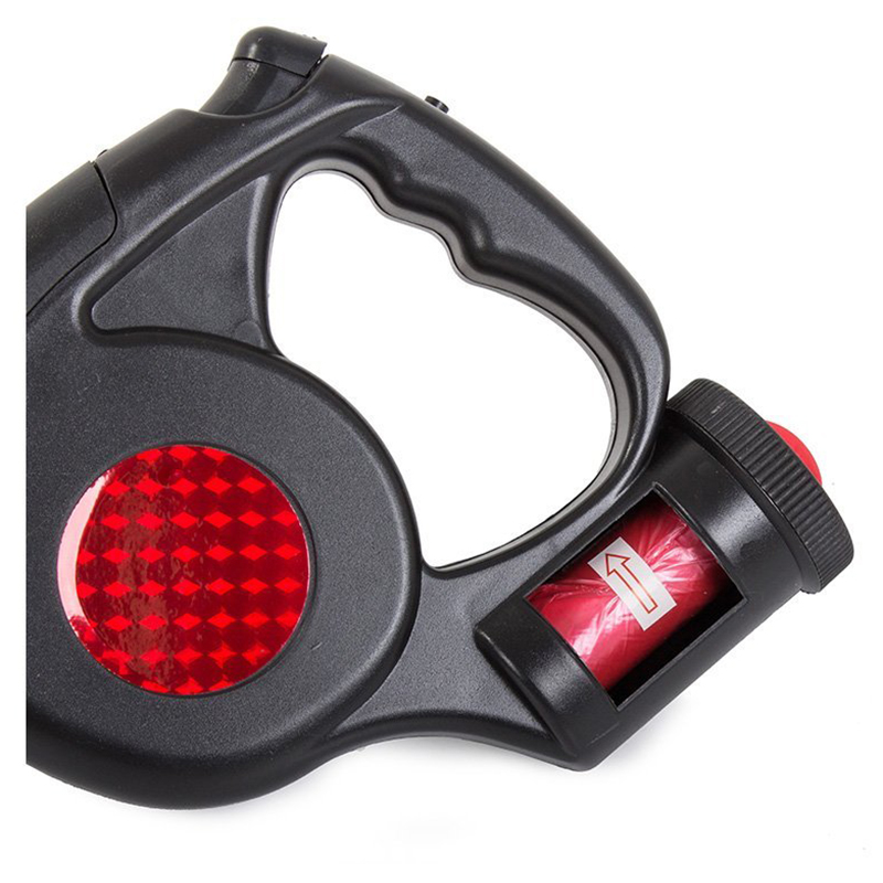 Vodítko pre psa automatické 5m s LED baterkou a vreckami