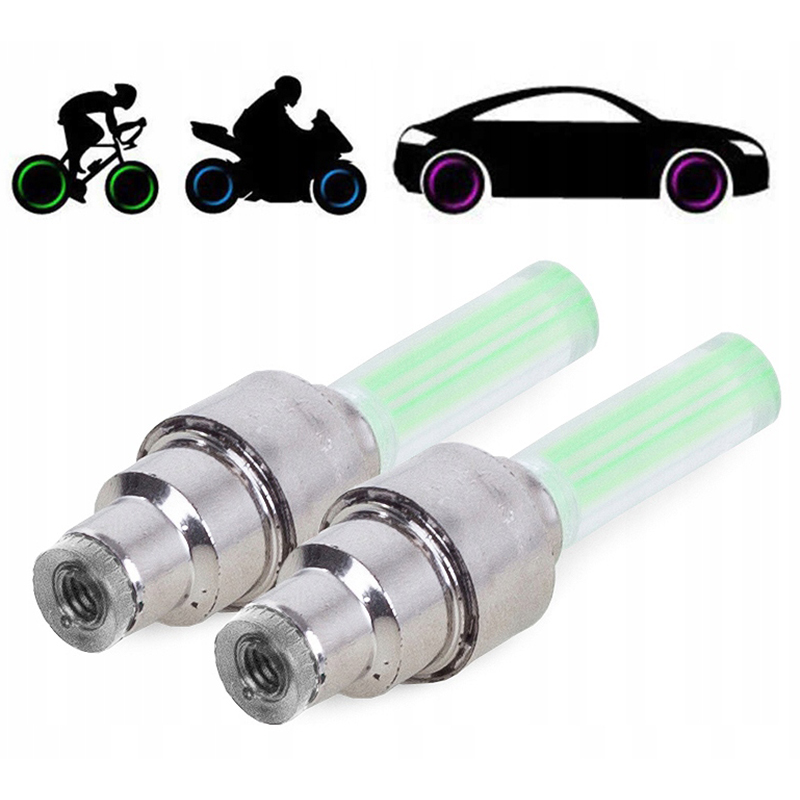 Ventily svietiace zelené dlhé 2ks