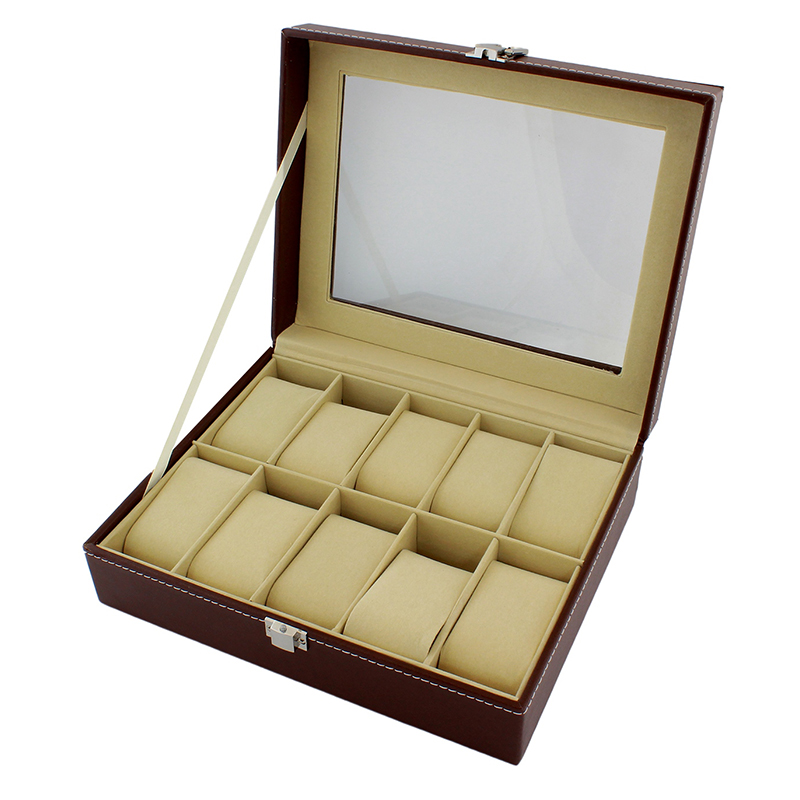 Organizér na hodinky 10 kusov hnedý