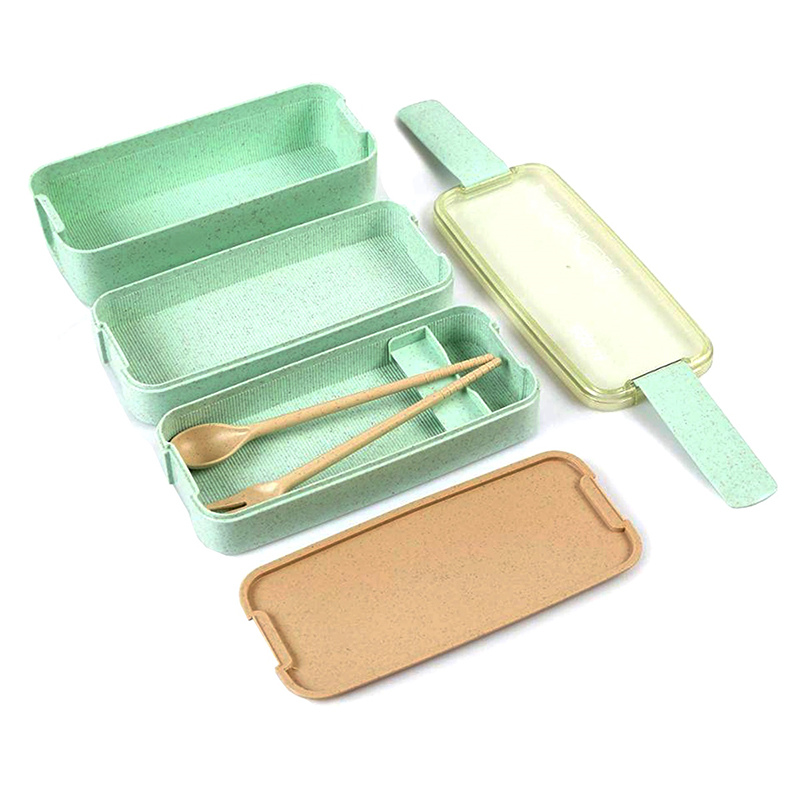 Obedár s príborom 0,9 L zelený