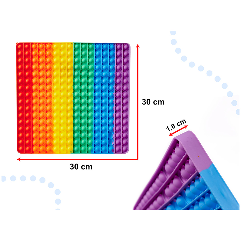 POP IT Rainbow Antistresová podložka Bublinky štvorec XXL 34cm