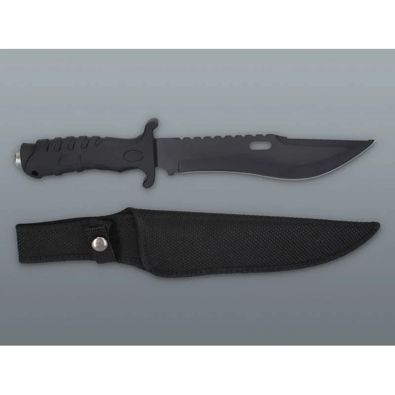 Poľovnícky nôž Columbia 33 cm s čiernou čepeľou a nylonovým puzdrom