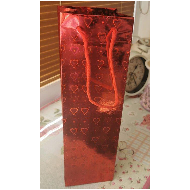 Darčeková taška na alkohol 33 x 10 x 9 cm holografická červená