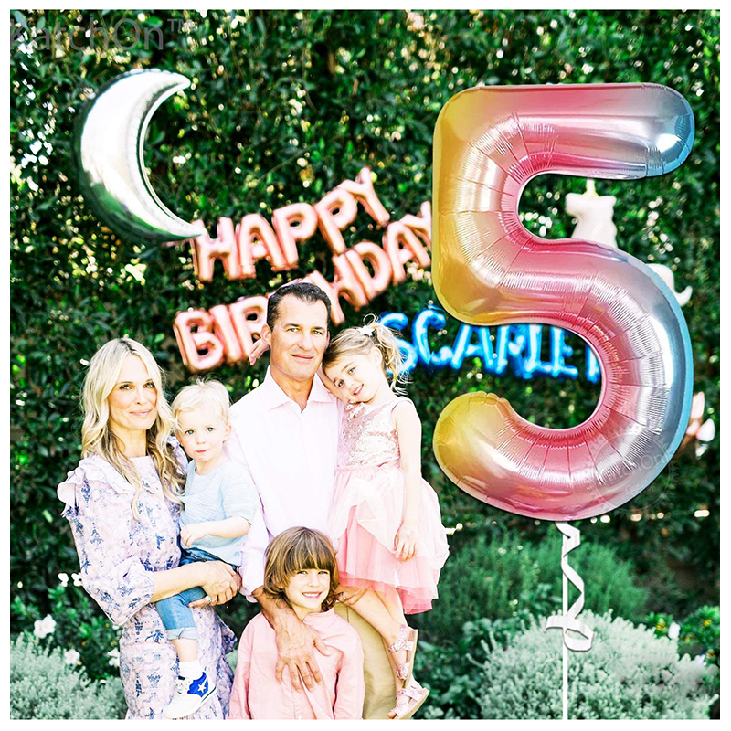 Nafukovací balón 81cm číslo 5 dúhový