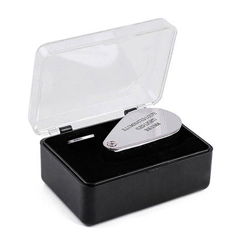 Skladacia vrecková lupa na šperky 2xLED hliníková