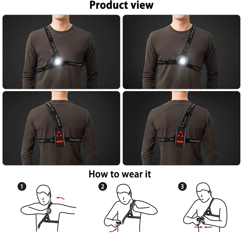 Bezpečnostné LED svetlo na nočný beh alebo turistiku vodeodolné