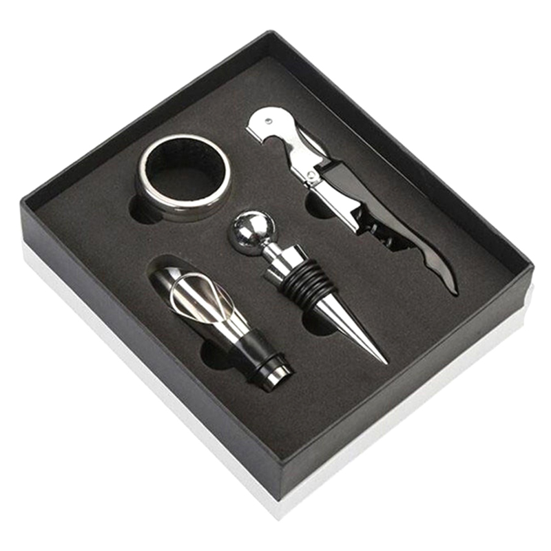 Darčeková sada na víno 4-dielna čierna