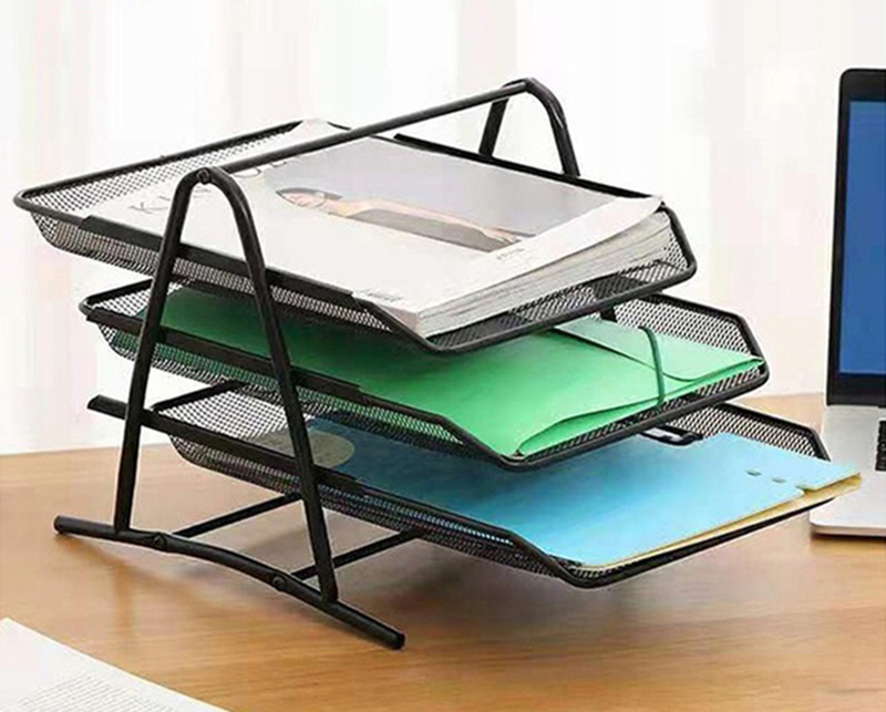 Kovový organizér s 3 zásuvkami na dokumenty