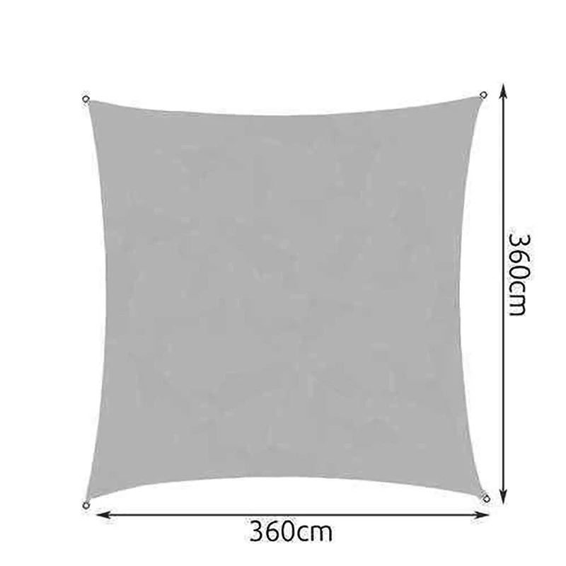 Tieniaca plachta 3,6 × 3,6 m sivá