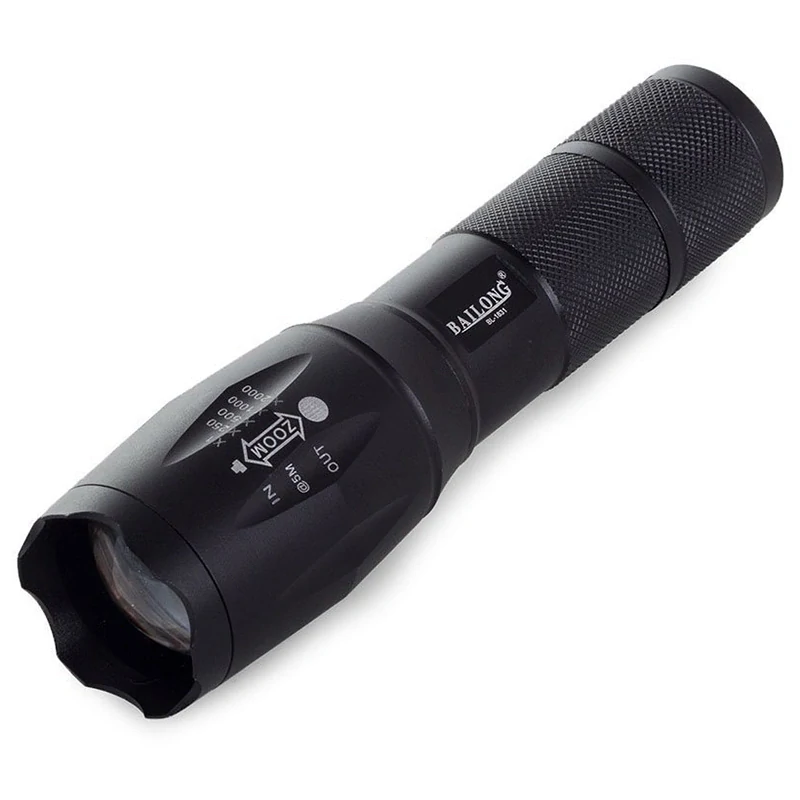 Výkonná LED baterka Bailong XM-L3-U3 so zoomom a signalizačnou nadstavbou