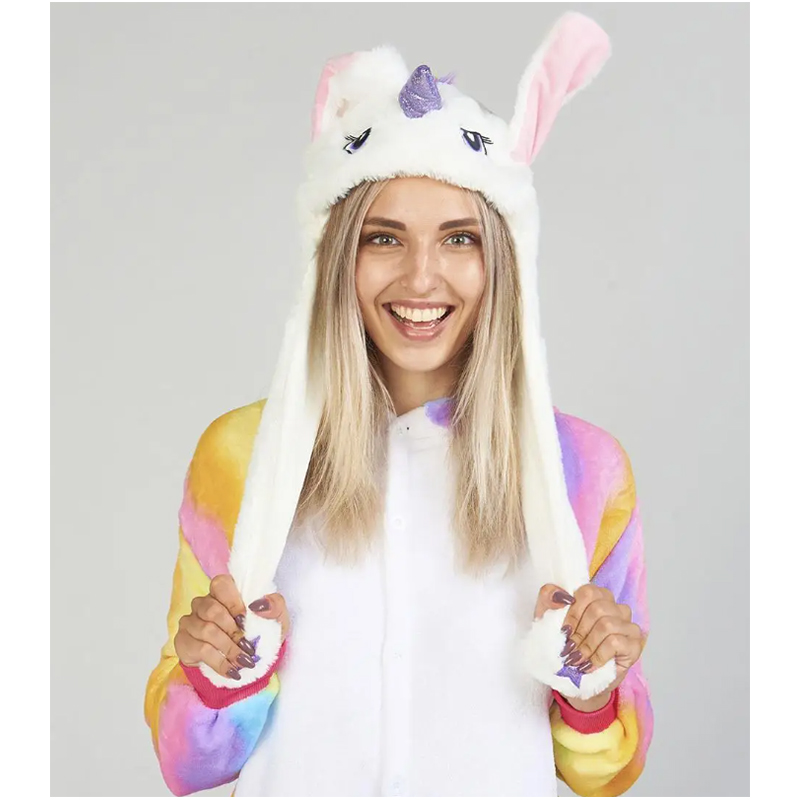 Unicorn - Klobúk s pohybujúcimi sa ušami biely