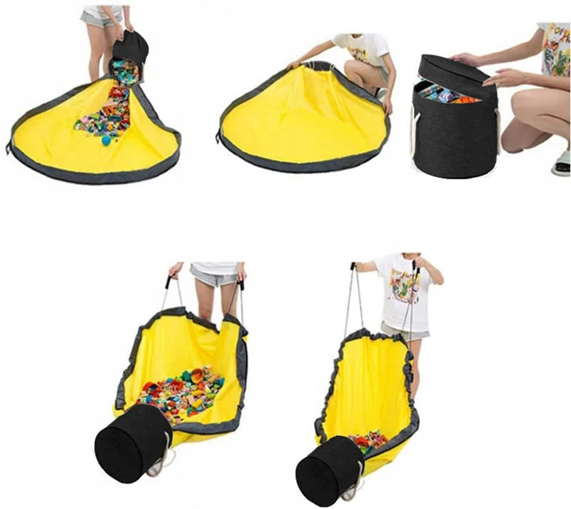 Kôš na hračky s podložkou na hranie čierny