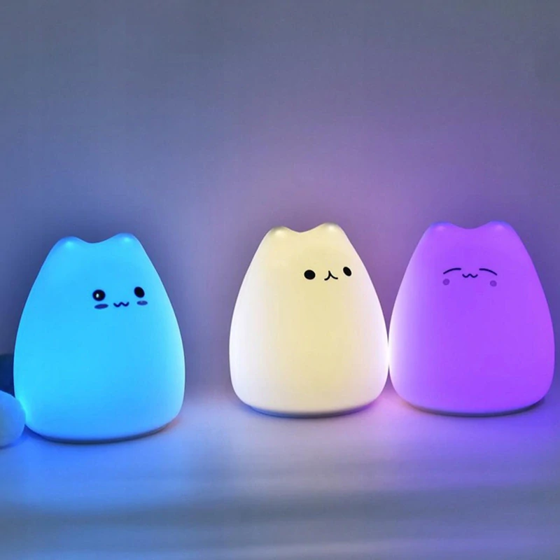 Silikónová dotyková lampa RGB Little Cat