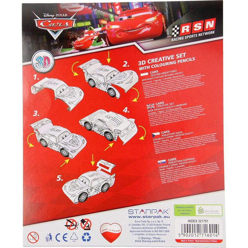 Disney Cars Kreatívna sada 3D na maľovanie + farbičky 12 farieb
