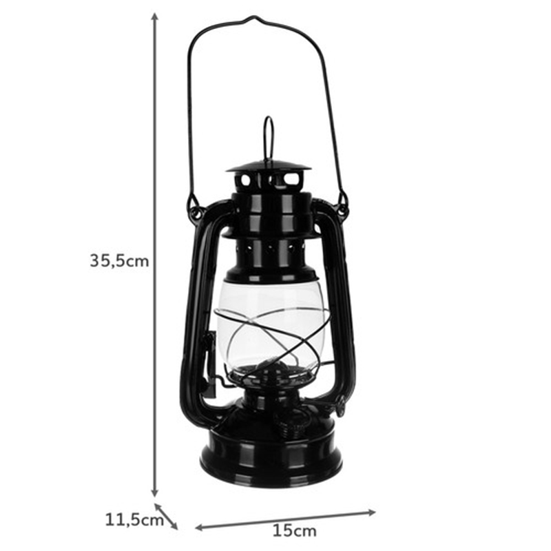 Petrolejová lampa 24cm čierna