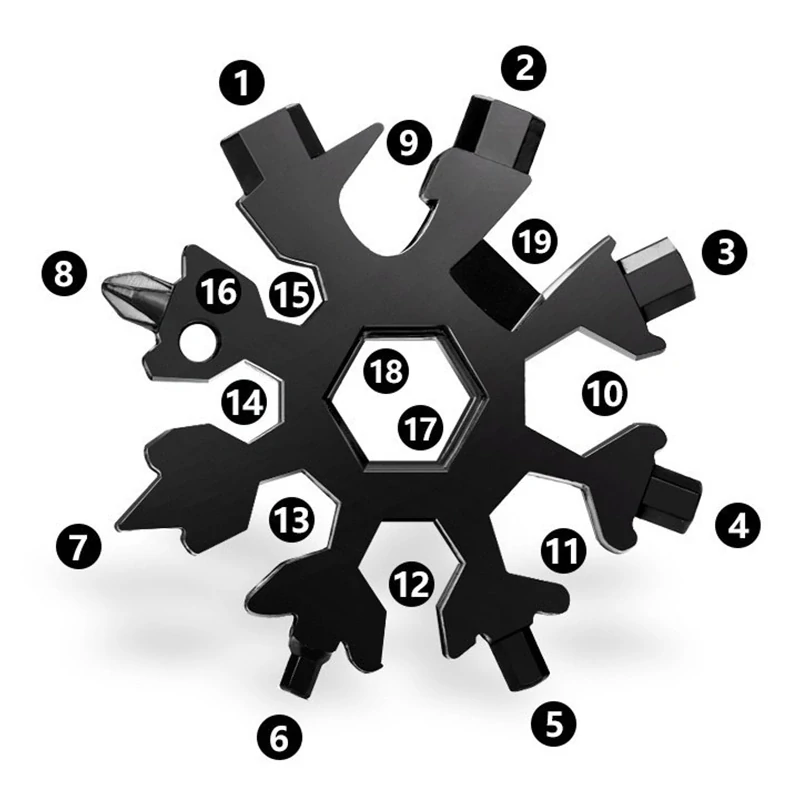 Vločka strieborná – Viacfunkčný kľúč 18 v 1 v darčekovej krabičke