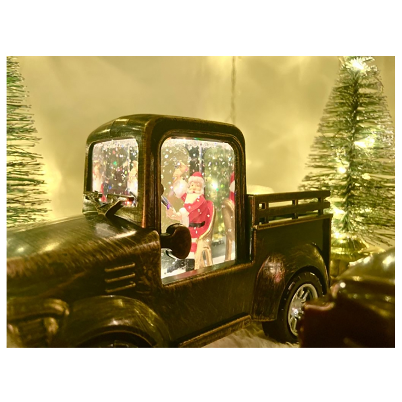 Autíčko vianočné LED s Mikulášom, vodou a trblietkami