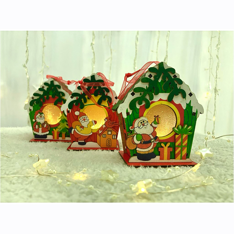 Vianočná LED Drevená chalúpka 9x8x5,5 cm