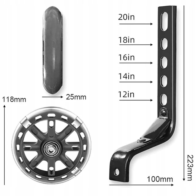 Pomocné kolieska na bicykel 11,8cm LED