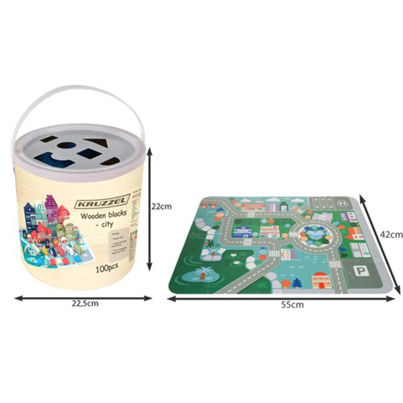 Kruzzel drevené kocky Mesto 123 dielov