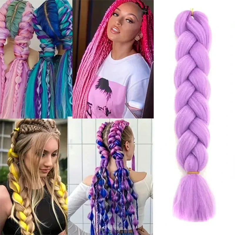 Syntetické vlasy - Vrkoč fialový 60cm