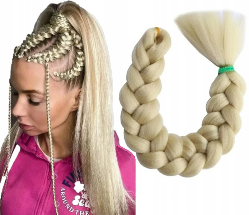 Syntetické vlasy - Vrkoč blond 60cm