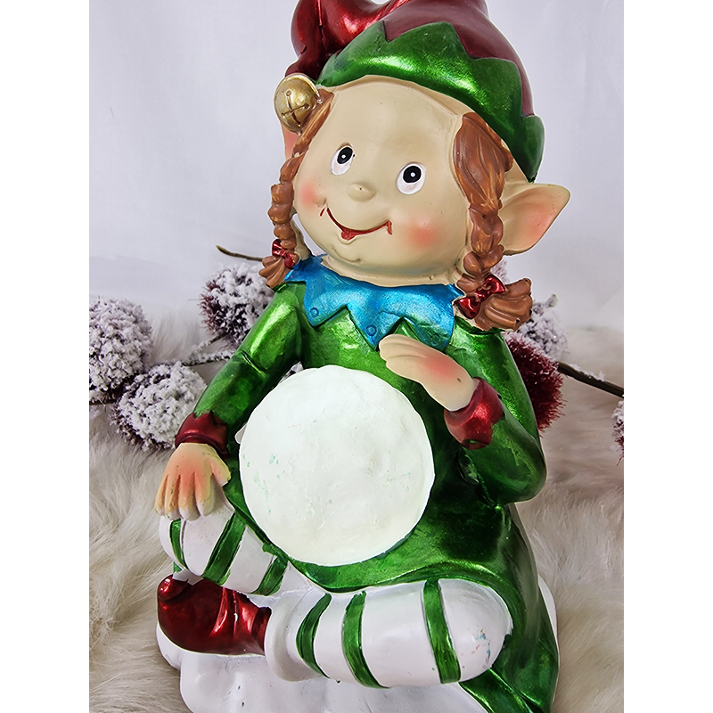 Vianočná elfka s LED guľou