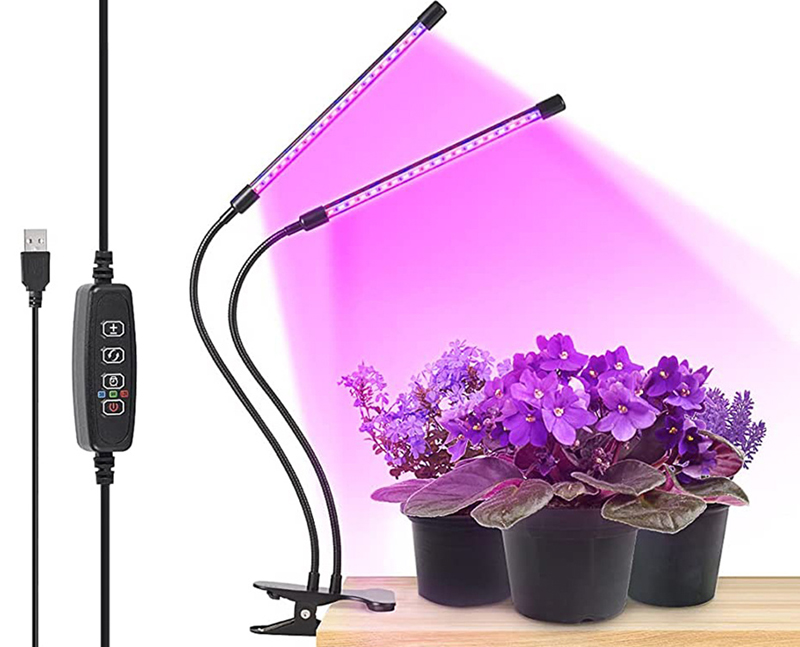 Dvojramenná lampa 40 LED na podporu rastu rastlín s časovačom
