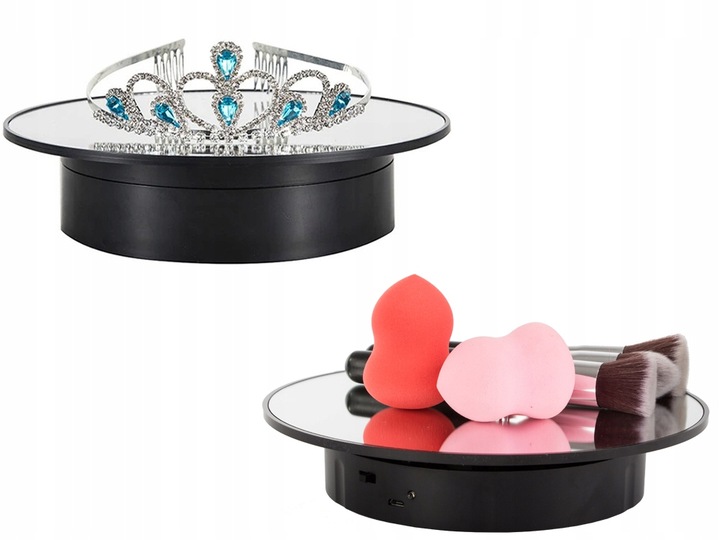 Otočný podstavec na fotografovanie so zrkadlom čierny