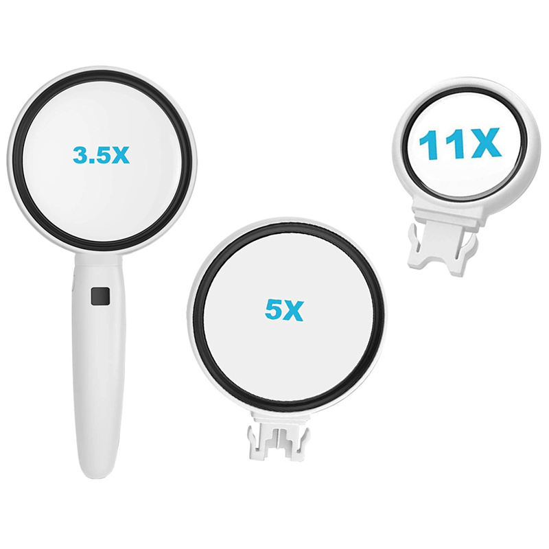 Lupa s vymeniteľnými šošovkami a podsvietením