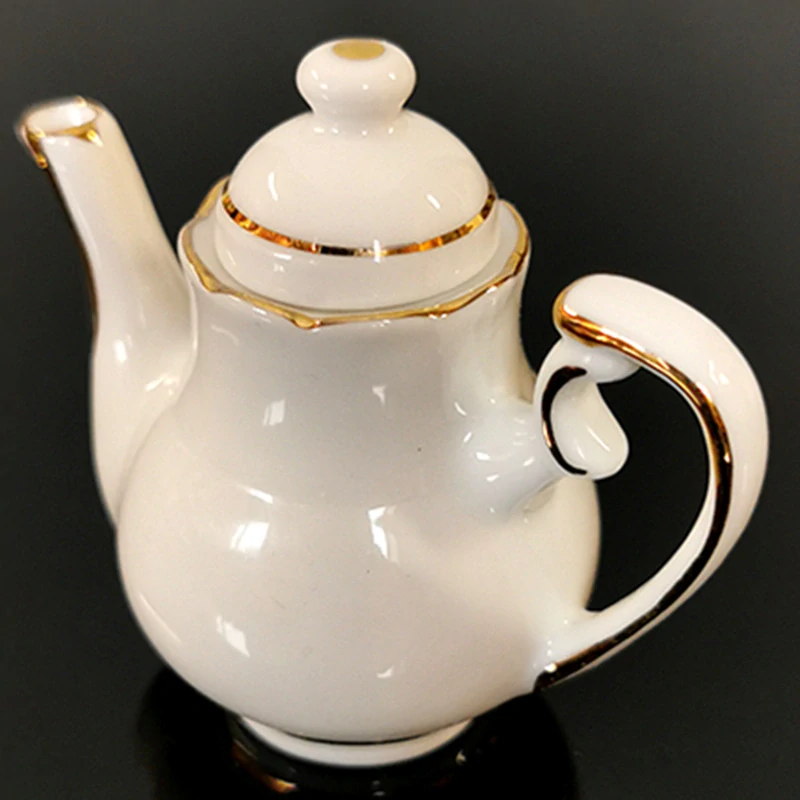 Reutter Porzelan - Porcelánový čajník so zlatým okrajom - miniatúra 6cm