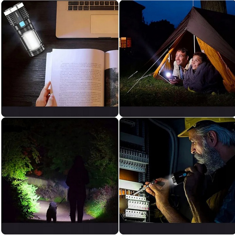 Taktická vojenská baterka 9LED COB USB