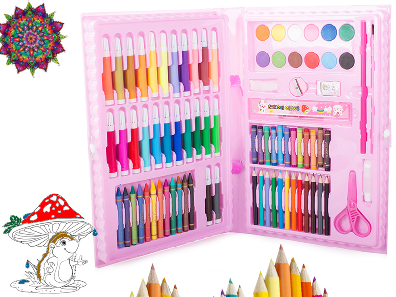 Umelecká sada na kreslenie a maľovanie 86ks ružová
